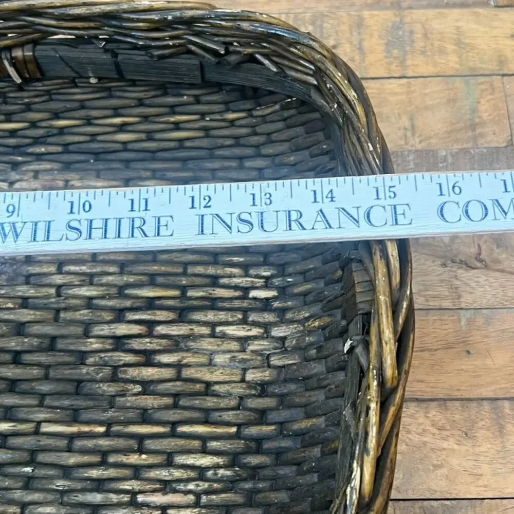 Vintage Chinese Hand Woven Willow Large Basket Rectangle 15